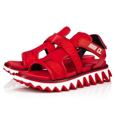 Christian Louboutin Summer Loubishark Calf Sandals Espadrilles & Sandals Herren Rot | AT-79617