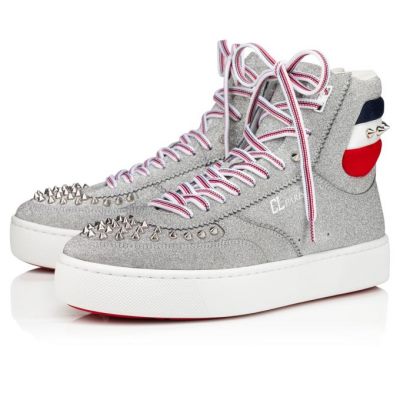 Christian Louboutin Top Rui Spikes Creative Leder Sneakers Sneakers Herren Silber | AT-97584