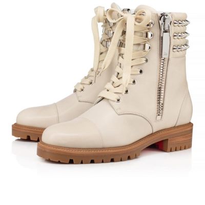 Christian Louboutin Winter Spikes Calf Boots Stiefel Damen Weiß | AT-65703